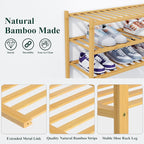 Smiry Shoe Rack, 3 Tier Thick Bamboo Shoe Organizer, Stackable Free Standing Wooden Shoe Storage Shelf for Closet, Entryway, 