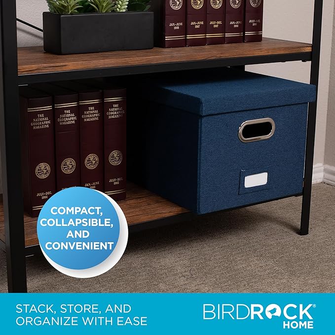 Internet's Best Collapsible File Storage Organizer - Decorative Linen Filing & Storage Office Box - Letter/Legal - Navy - 1 P