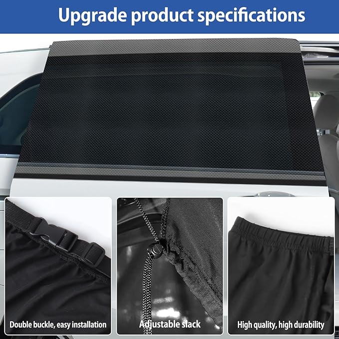 Car Window Shades(2 Pack)-Side Window Sun Shades, UV Protection Breathable Spandex Baby Window Covers, Universal Fit Most of Cars, Protect Privacy for Family (27.5"x57") Black