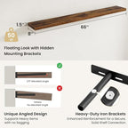 Fun Memories Floating Shelves for Wall, Rustic Wood Wall Mounted Shelves for Bathroom, Bedroom, Living Room and Kitchen, Stor
