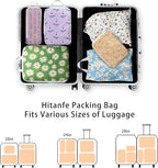 6 Pcs Compression Packing Cubes, Packing Cubes for Travel, Waterproof Luggage Organizer Bags Set, Cute Packaging Cubes for Wo