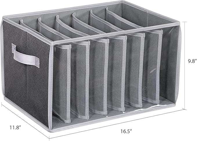 Zilink Upgraded Wardrobe Clothes Organizer with Support Board Clear Pant Organizer for Closet with 7 Grids Jeans Storage Orga