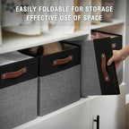 Bagnizer Collapsible Fabric Storage Cube Bins with 2 Reinforced PU Handles, Foldable Storage Organizer Baskets for Closet, Sh