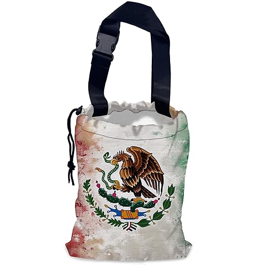Vintage Mexico Flag Car Trash Bag,Hanging Drawstring Car Garbage Bag,Waterproof Canvas Car Back Seat Organizer with Adjustable Buckle,for Vehicles,SUVs,Camping,Road Trips