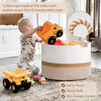 INDRESSME XXXLarge Cotton Rope Basket 21.7" x 21.7" x 13.8" Woven Baby laundry Blanket Basket for Home Decor Living Room Nurs