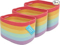 OrganiHaus Set of 3 Rainbow Baskets - Colorful Woven Storage Baskets for Playroom, Nursery & Classroom Decor, Toy Storage, 15