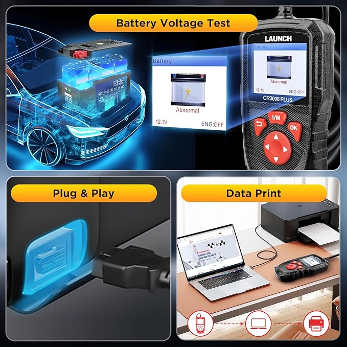 LAUNCH Professional OBD2 Scanner Diagnostic Tool CR3008 Plus,One-Click I/M,Lifetime Update Code Reader,Enhanced Check Engine