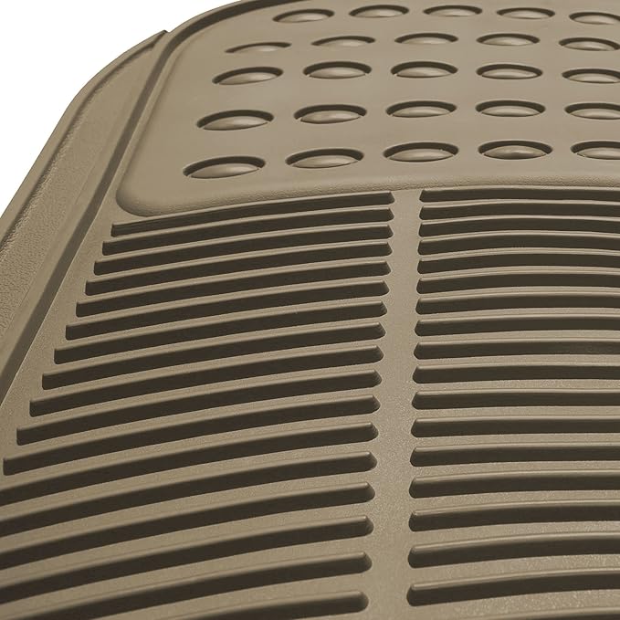 FH Group Car Floor Mats - Heavy-Duty Rubber for Cars, Universal Fit Rear Set, Trimmable, ClimaProof Floor Mats For Most Sedan, SUV, Truck, Beige