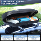 Garvee Rooftop Cargo Box Carrier Dual-Side Opening,12 Cubic Hard Shell Rooftop Cargo Carrier,165Lbs Weight Capacity with Secure Straps&Keys