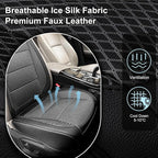1 Pack Ventilated Cooling Car Seat Cover for Summer, 3D Air Mesh Breathable Leather Front Seat Protector with Storage Pocket,