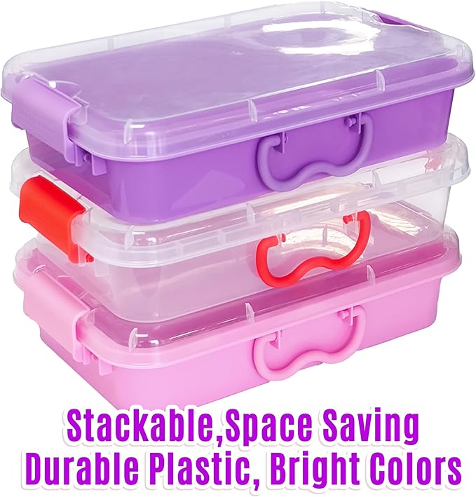 Carolart 3 Pack,Empty Sensory Bin,13.5 Inch Storage Container,Portable Plastic Storage Bins, Stackable Play Tray for toys,art