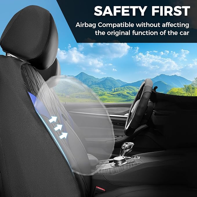 FLORICH Front Car Seat Covers, Leather Seat Covers for Cars, Waterproof Car Seat Protector Breathable, Front Seat Covers for 