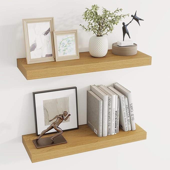 Dreamland 24 Inches Floating Shelves for Wall, 6.7 Inch Deep Floating Shelves Set of 2, Large Display & Storage Shelf, Wall S