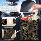 Hanging Car Garbage Bag, Cute Car Trash Can Bag, Automotive Accessories for Women Men Luxury Paisley Flower