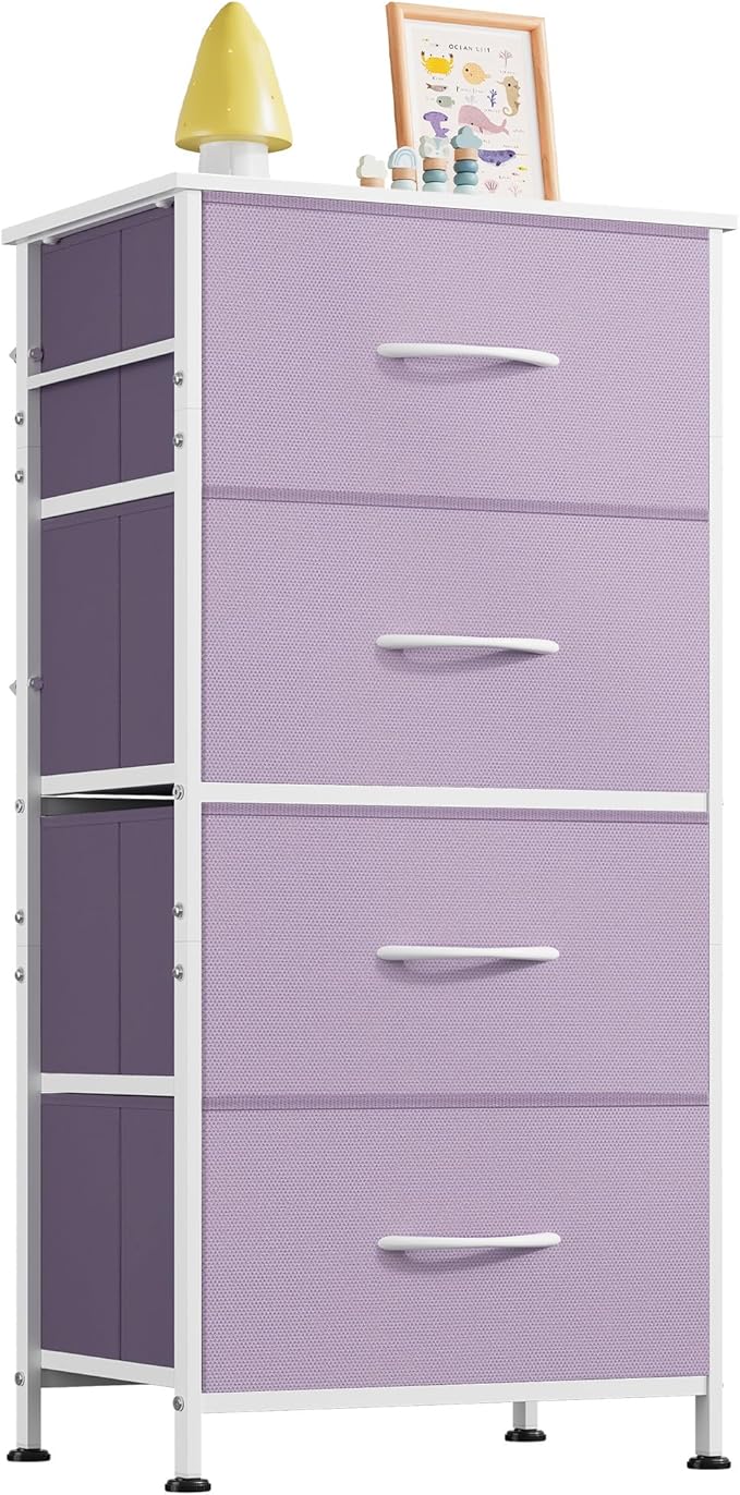 WLIVE Dresser with 4 Drawers, Storage Tower, Organizer Unit, Fabric Dresser for Bedroom, Hallway, Entryway, Closets, Sturdy S