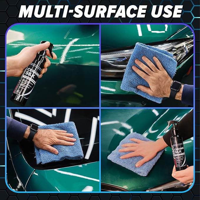 Carfidant Ceramic Silk - Ceramic Coating Spray - High Gloss, Hydrophobic Protection & Chemical Resistance for Cars, RVs & Boats - Long-Lasting Shine & Durability for Exterior Detailing - 8 fl. Oz.