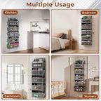 5 Tier Over The Door Organizer - Large Capacity Behind Door Hanging Shelves with 10 Mesh Pockets and Clear Windows, Closet Or