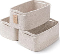 3-Pack Small Storage Baskets for Organizing | Woven Shelf Toy Basket | Rope Baskets for Gifts Empty | Closet Organizer Bins w