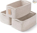 3-Pack Storage Baskets for Organizing | Woven Shelf Toy Basket | Rope Baskets for Gifts Empty | Closet Organizer Bins with Ha