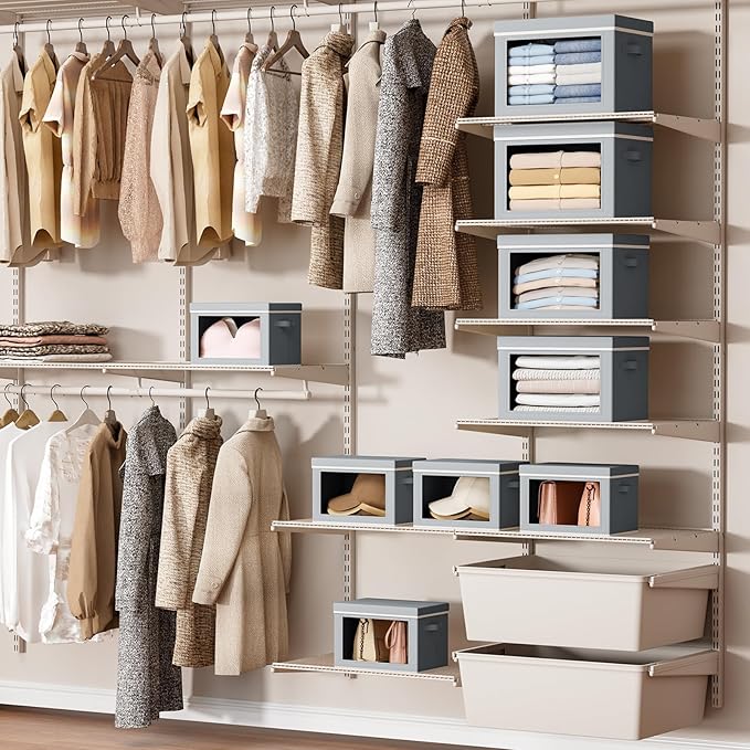 Homsorout Storage Bins with Lids - Small Fabric Organizers with Window, Collapsible Storage Bins for Clothes, Decorative Clos