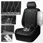 CAR PASS Piping Luxury Leather Two Front Car Seat Covers,Silver Glitter Waterproof Seat Cover Compatible with Front Seat Armr