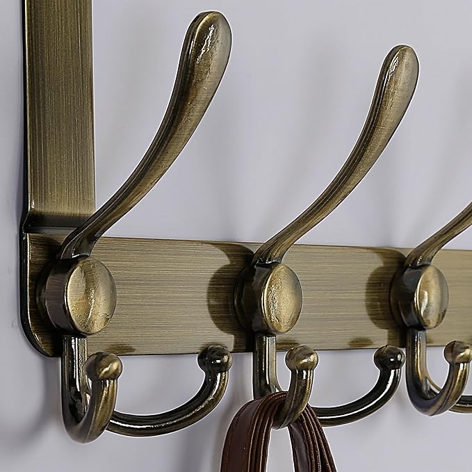 Dseap Over The Door Hook Hanger - Fits 1 3/8" to 1 3/4" Standard Doors | 5 Tri Hooks Heavy Duty Towel/Coat Rack | Door Organi