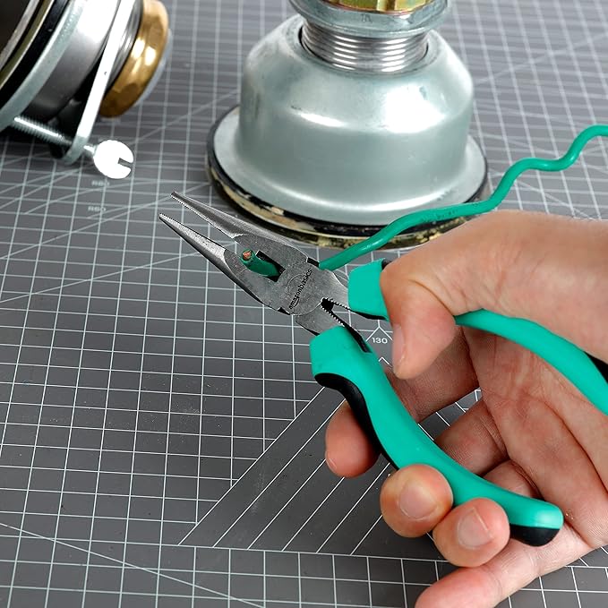 Amazon Basics 104-Piece Home Repair Household Tool Set with Easy Carrying Round Pouch, Portable Hand Tool Kit, Turquoise, 14.