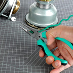 Amazon Basics 104-Piece Home Repair Household Tool Set with Easy Carrying Round Pouch, Portable Hand Tool Kit, Turquoise, 14.