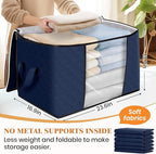 Fab totes 24 Gallons Clothes Storage,Foldable Thick Fabric Blanket Storage Bags, Containers for Organizing Bedroom, Closet, C