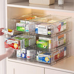 4 pack clear Drawer-Type Plastic Storage Box Bins Organizer，Family First Aid Kits Medicine cabinet Box Organizer,Closet ，Shel