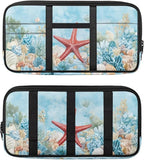 Cute Starfish Car Sun Visor Organizer with Big Zipper Pocket Car Sun Visor Storage Bag Easy Installation Universal Size Fit for Most Cars SUV