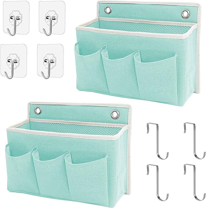 2-Pack Wall Hanging Organizer Bag/Hanging Baskets with Large Mesh Compartment & 3 Pockets，Over the Door Organizer Space Savin