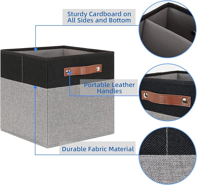 Temary 11 x 11 Cube Storage Bins Fabric Storage Cubes for Shelf, Closet, 4 Pack Cube Basket for Clothes, Storage Cube Bins wi
