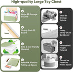 Large Toy Storage Box, Collapsible Sturdy Toys Storage Chest With Mesh, 25x13x16 Kids Toy Storage Organizer, Extra Large Toy 