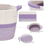 Hinwo Oval Cotton Rope Storage Basket Collapsible Nursery Storage Box Container Organizer with Handles, 13 x 10 inches, Off W