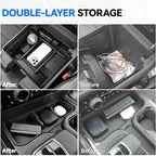 ELECFRESH 2PCS Center Console Organizer tray and Armrest Storage for 2023-2026 Chevy Silverado/GMC Sierra 1500 Accessories, 2024-2026 Silverado/Sierra 2500HD 3500HD(Only Fit Console with Bucket Seat)