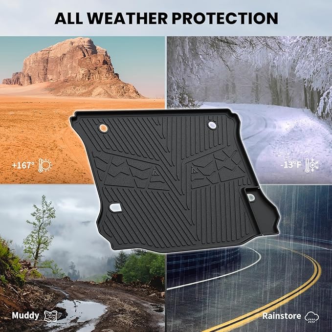 LASFIT Trunk Mat for Jeep Wrangler 2011-2018 JK Unlimited 4-Door Without Subwoofer (NOT for JL or 2-Door) All Weather TPE Custom Fit Cargo Mat Trunk Liner Cargo Liner, Black