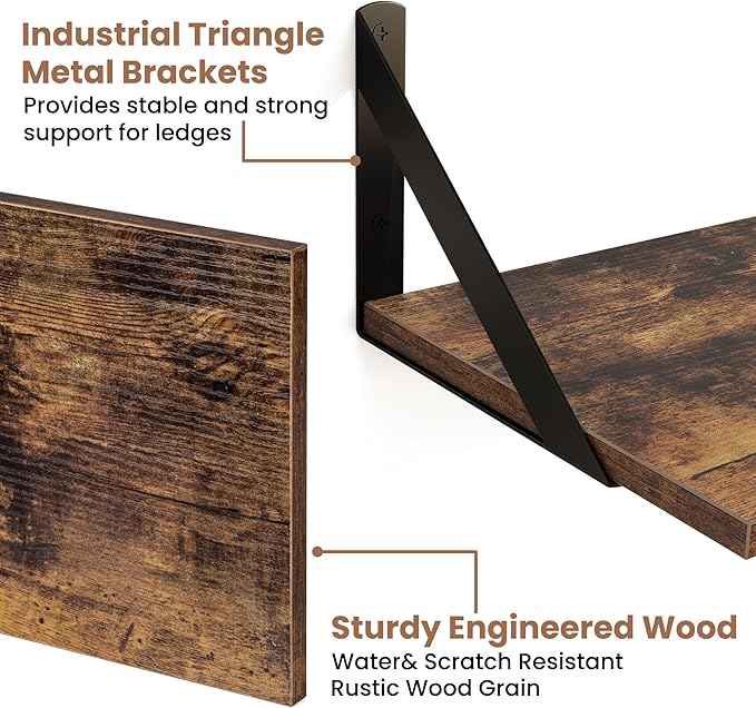 Axeman Floating Shelves for Wall 24 Inch | 24W x 8D Rustic Floating Wall Shelves Set of 2 | 8 Inch Deep Wood Shelves for Bath