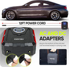 FORTEM Tire Inflator Portable Air Compressor, Air Pump for Car Tires and Bikes, Car Tire Pump w/Auto Shut Off, 150 PSI, 110V AC 12V DC, LED Light, Carrying Case, for Men, Women