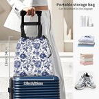 Car Trash Bag Large Hanging Can for Back of Seat, Cute Waterproof Car Garbage Bag for Vehicle, Travelling, Outdoor Cute Blue Whit Flower