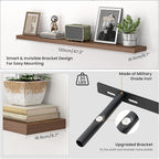 Heimlove 48 Inch Floating Shelves for Wall,Extra Long Wood Shelves Mounted Storage Hanging Shelf Invisible Bracket for Bedroo
