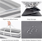 HomeHacks 3-Pack Large Laundry Basket, Waterproof, Freestanding Laundry Hamper, Collapsible Tall Clothes Hamper with Extended