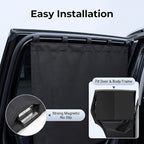 2Pack Car Side Window Curtain Sun Shade,Car Window Shade,Double Layer Sun Shade with Strong Magnets,Universal Sunshade for Cars SUV Trucks(Black-mesh,2PC)