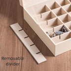 Frebeauty Earring Organizer Classic Jewelry Box 50 Slots Double Layer Jewelry Storage Case with 6 Necklace Hook and Bracelet 