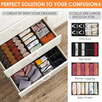 6 Pack Sock Underwear Drawer Organizer Dividers, 58 Cell Foldable Fabric Dresser Closet Organizers and Storage Bins for Cloth