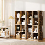 COMHOMA 8 Wood Cube Storage Organizer with Open Back and Removable Back Panels, 11In Brown Cube Storage Bookshelf, Cubicle Sh