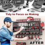 4 Tier Power Tool Organizer Wall Mount, 8 Cordless Drill Holders, 320LBS Heavy Duty Power Tool Storage Rack, Holds 50+ Tools 