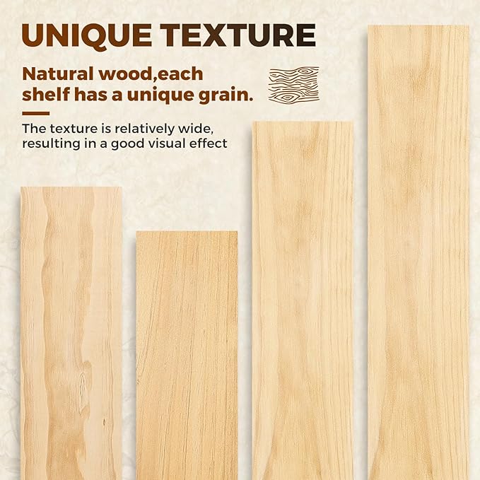 Floating Wall Shelves 30x6.8x1.7 Inch – Solid Wood Rustic Shelves in Natural Wood Finish – Wall Mounted Heavy Duty Display Sh