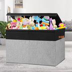 Gowee Large Toy Storage Box with Lid, Sturdy Toys Storage Chest Bin Organizer Basket with Dividers for Kids, Boys, Girls, Nur