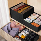 6 Pack Sock Underwear Drawer Organizer Dividers, 58 Cell Foldable Fabric Dresser Closet Organizers and Storage Bins for Cloth